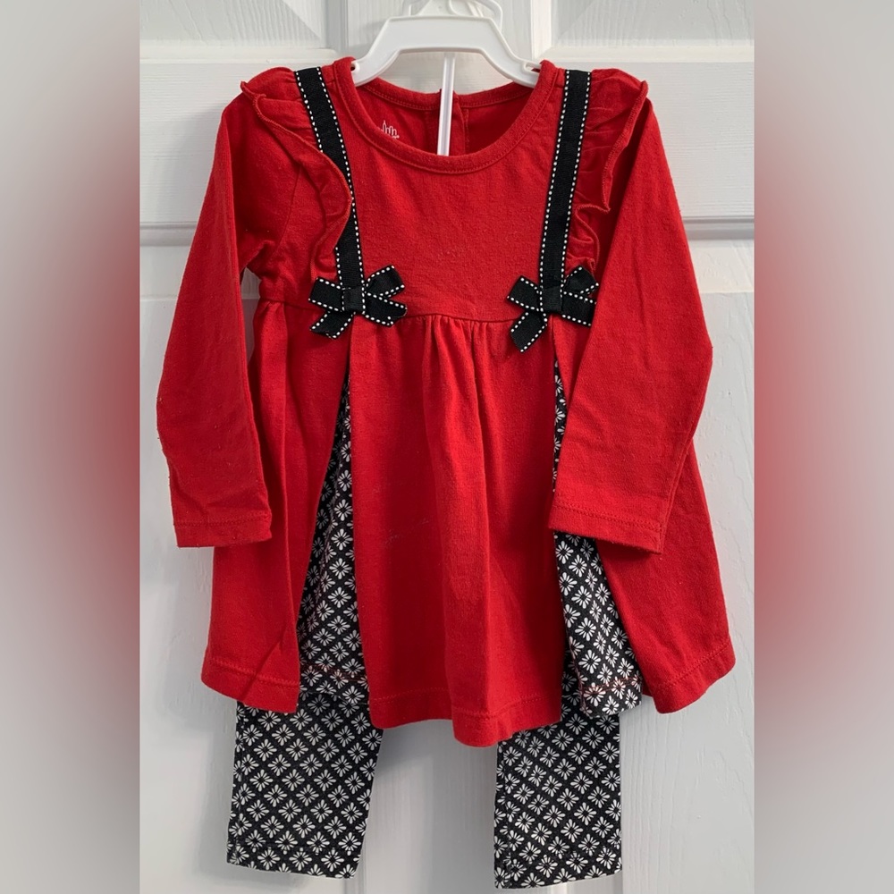 Baby Girl Red Top & Pant Outfit, Size 12 Months